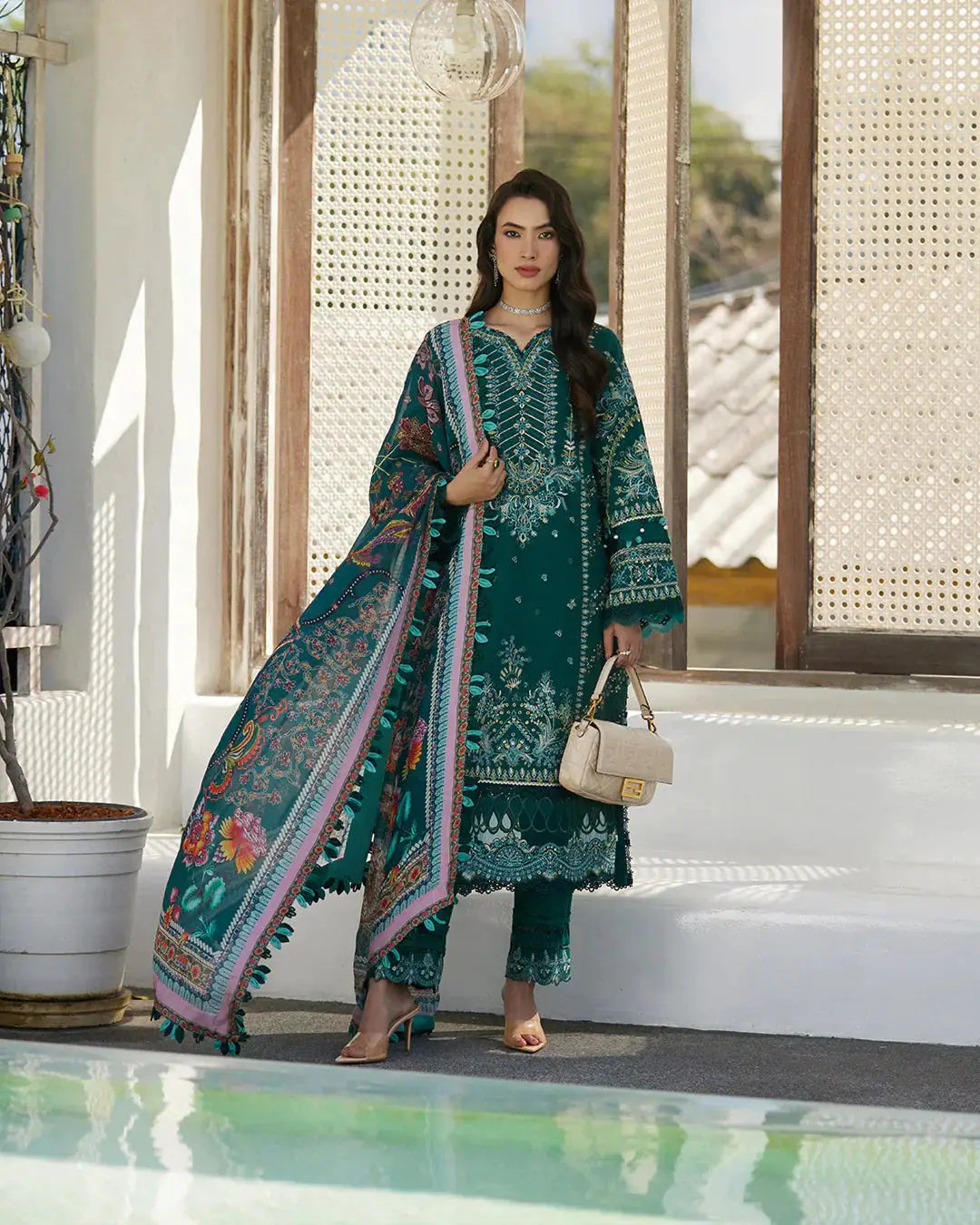 Faiza Saqlain | Liliana Luxury Lawn 24 | Milena - Pakistani Designer Dress - by Faiza Saqlain | Type: Luxury - 100% Original at Saira Sultan