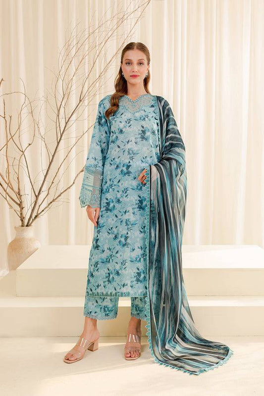 Farasha | Printed Essentials | AQUA BERYL - Pakistani Designer Dress - by Farasha | Type: Luxury - 100% Original at Saira Sultan