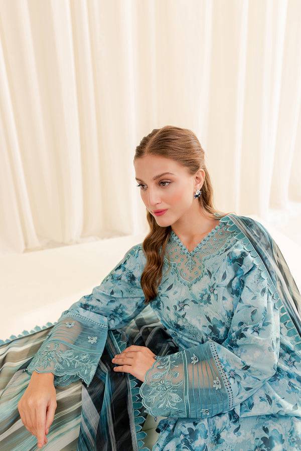 Farasha | Printed Essentials | AQUA BERYL - Pakistani Designer Dress - by Farasha | Type: Luxury - 100% Original at Saira Sultan