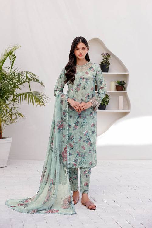 Farasha | Printed Essentials | MINT BREEZE - Pakistani Designer Dress - by Farasha | Type: Luxury - 100% Original at Saira Sultan