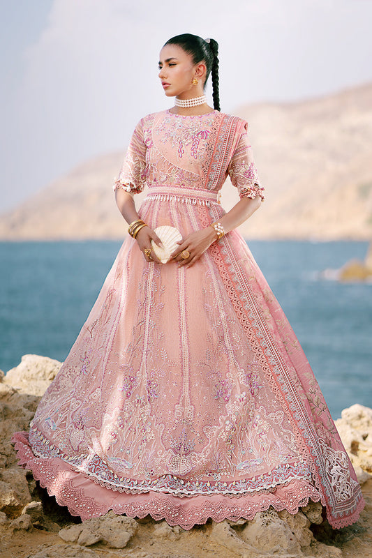 AJR Couture | Dastan Luxury Lawn 25 | Flair XS Pink Net