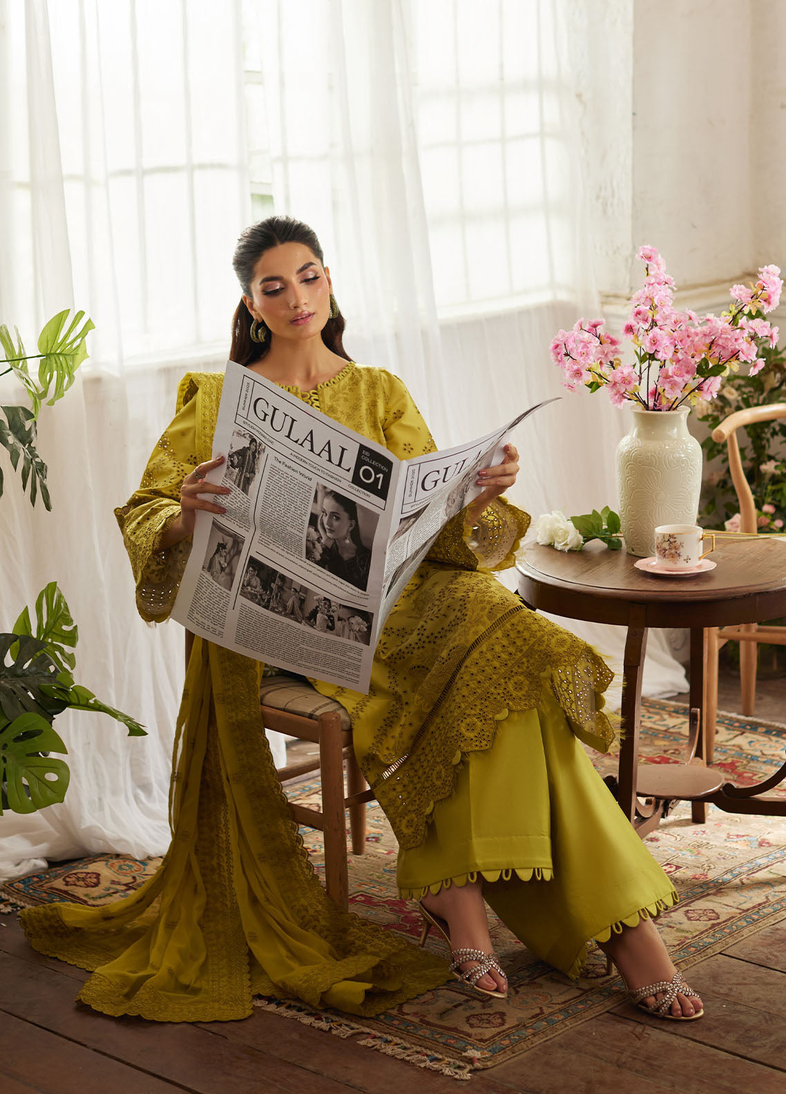 Bin Ilyas | Carnival Summer Edit 25 | Aurelia Custom Size Olive Lawn