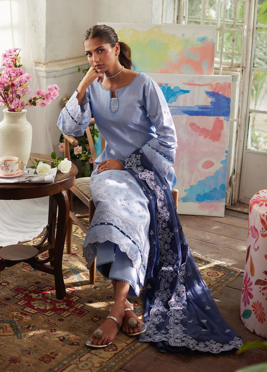 Bin Ilyas | Carnival Summer Edit 25 | Zorya Custom Size Light Lavender Lawn