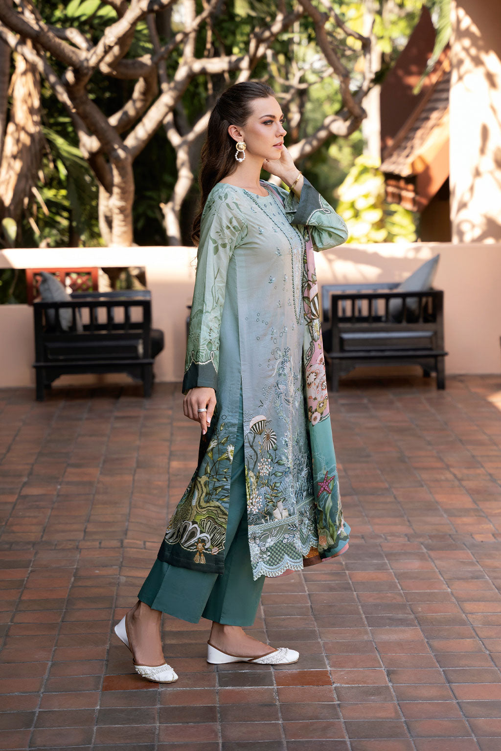 Ramsha | Ghazal Luxury Lawn | G-306 S Ice Blue Lawn