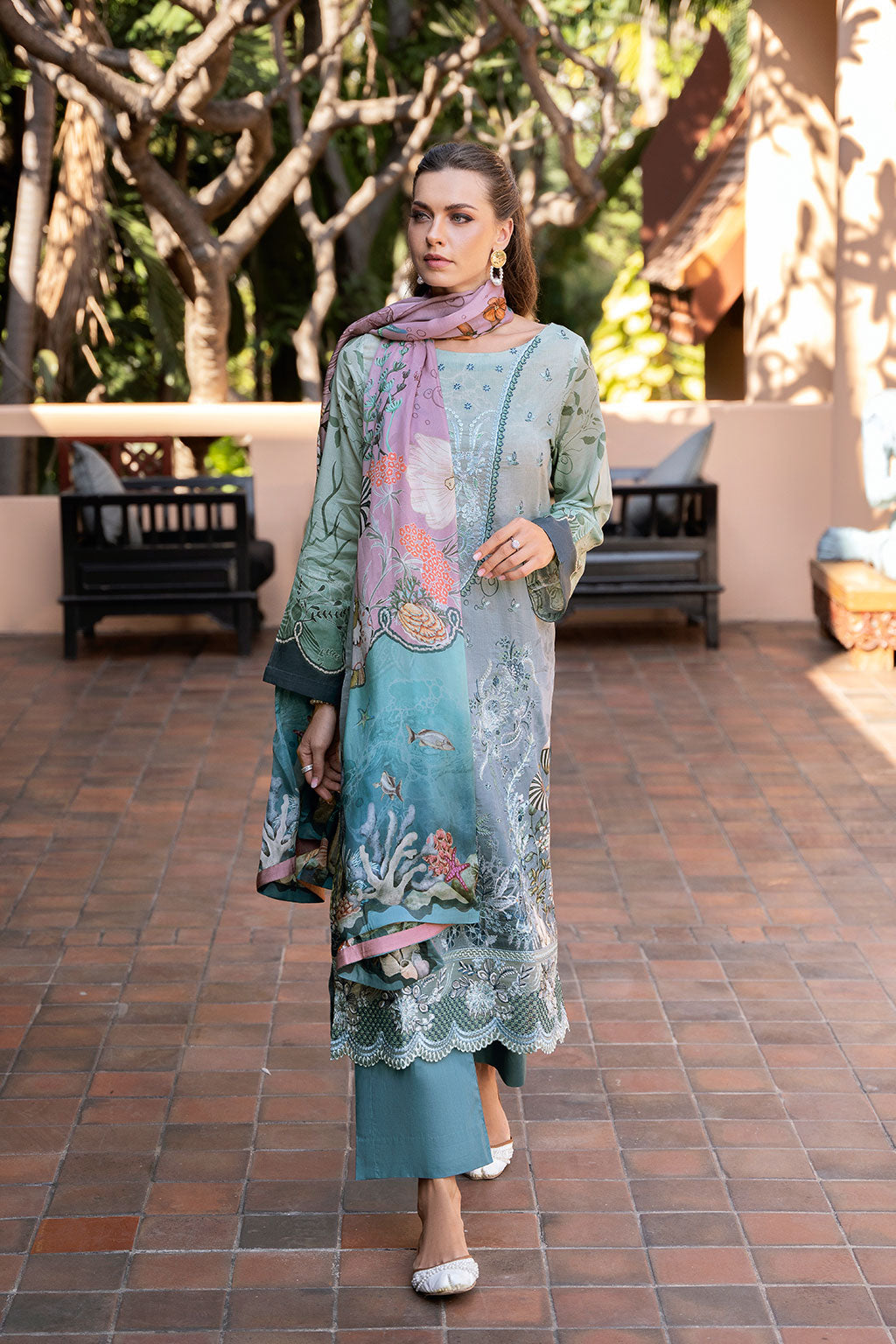 Ramsha | Ghazal Luxury Lawn | G-306 M Ice Blue Lawn