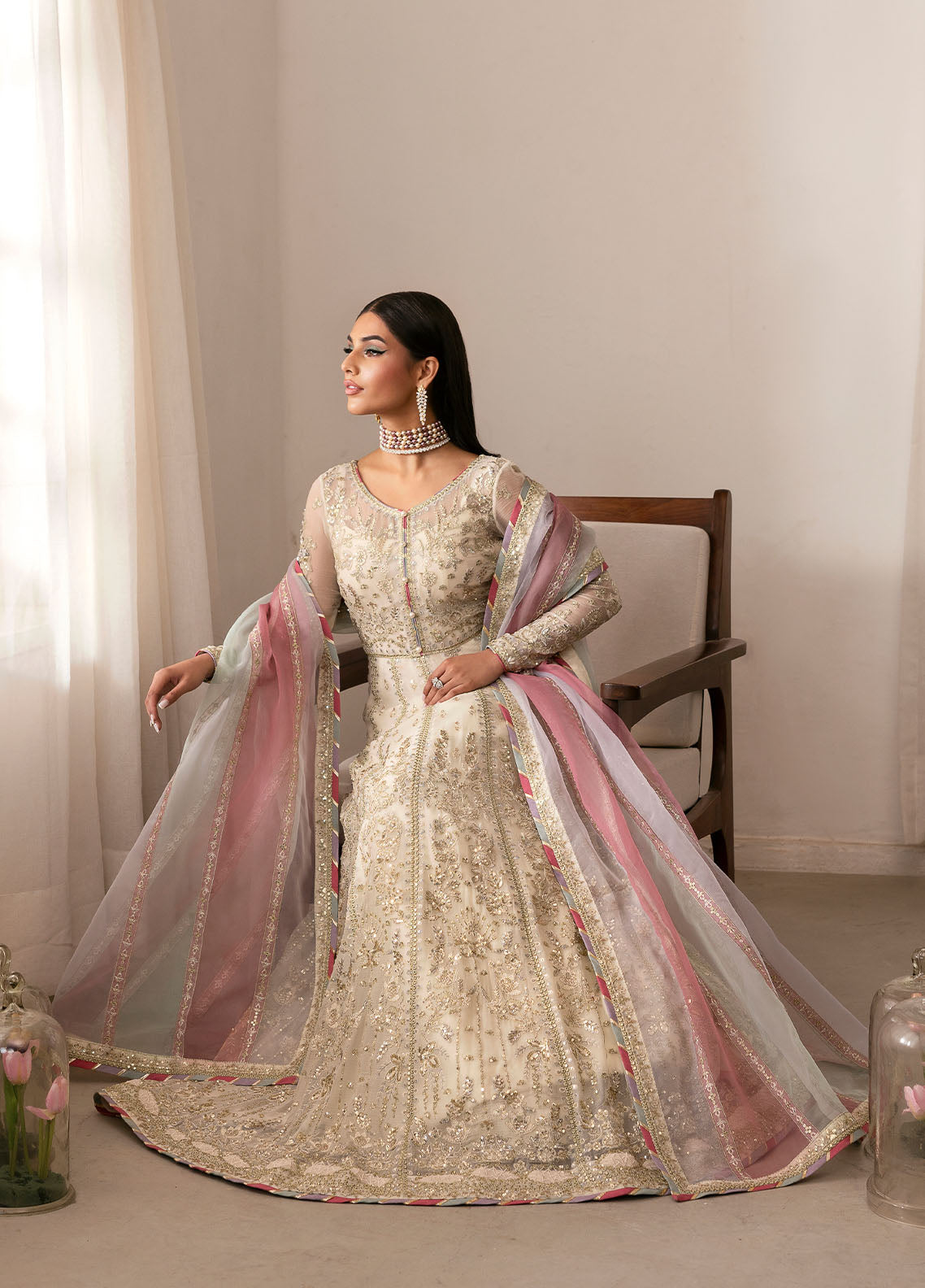 Gulaal | Reverie Embroidered Chiffon | CHIRAGH XL Pale Yellow Chiffon