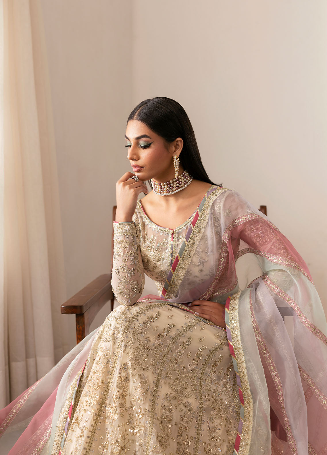 Gulaal | Reverie Embroidered Chiffon | CHIRAGH L Pale Yellow Chiffon