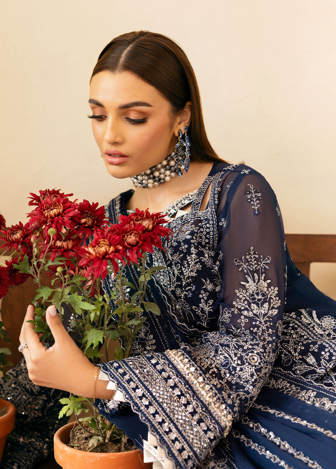 Gulaal | Reverie Embroidered Chiffon | ARISTA M Navy Blue Chiffon