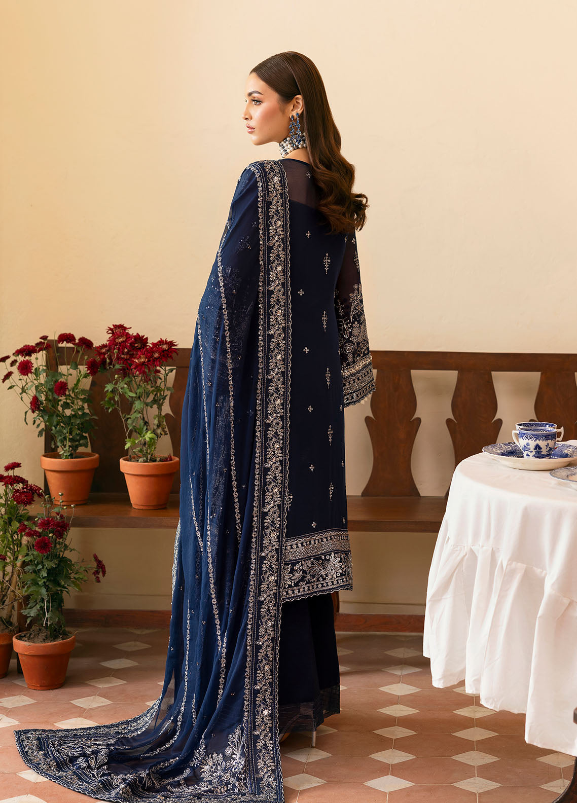 Gulaal | Reverie Embroidered Chiffon | ARISTA S Navy Blue Chiffon
