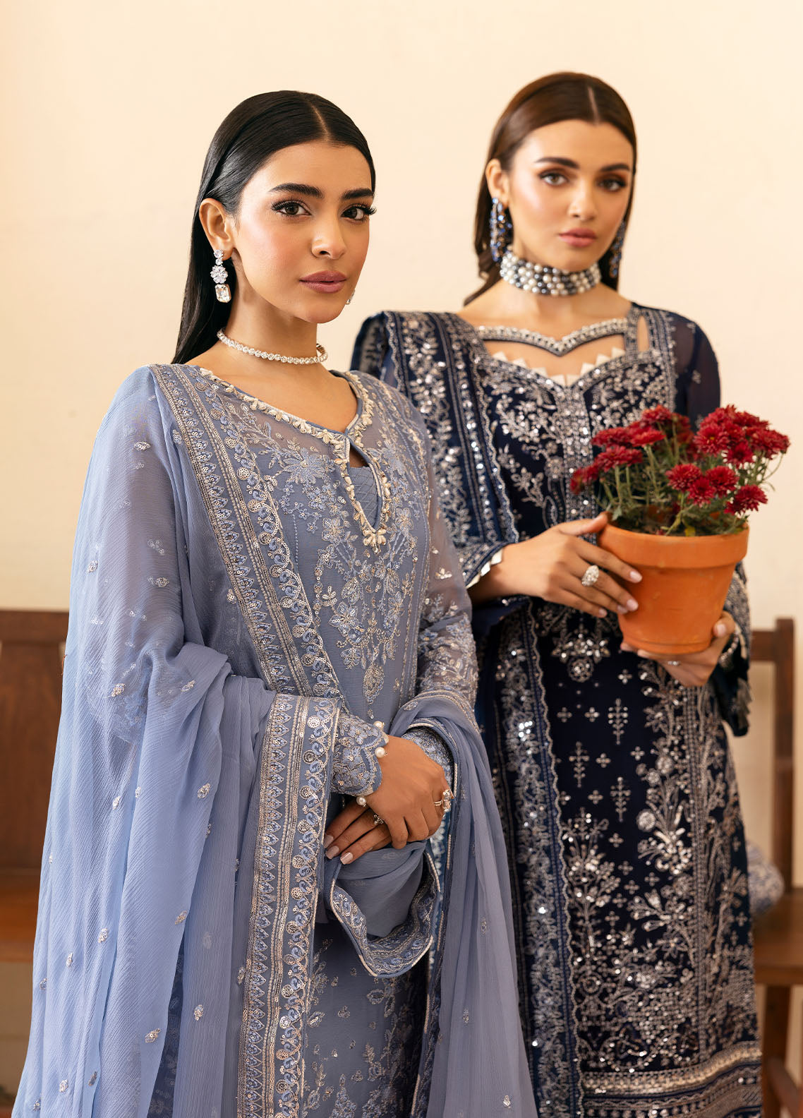Gulaal | Reverie Embroidered Chiffon | ARISTA XL Navy Blue Chiffon