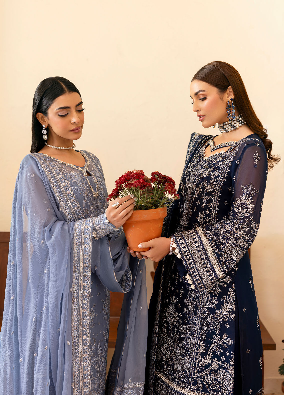 Gulaal | Reverie Embroidered Chiffon | ARISTA Custom Size Navy Blue Chiffon