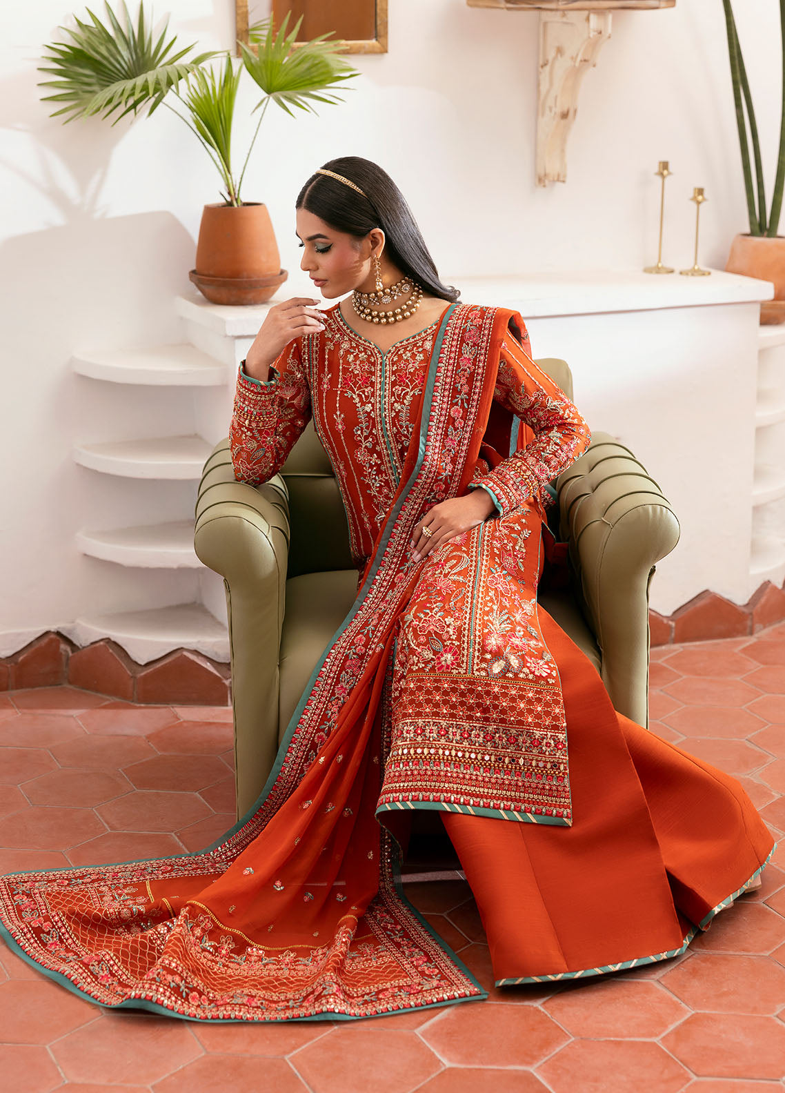 Gulaal | Reverie Embroidered Chiffon | ZARNA Custom Size Red Chiffon