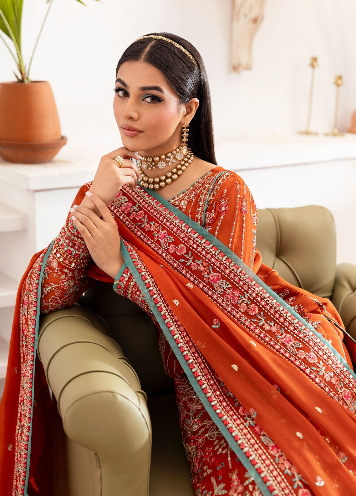 Gulaal | Reverie Embroidered Chiffon | ZARNA XL Red Chiffon