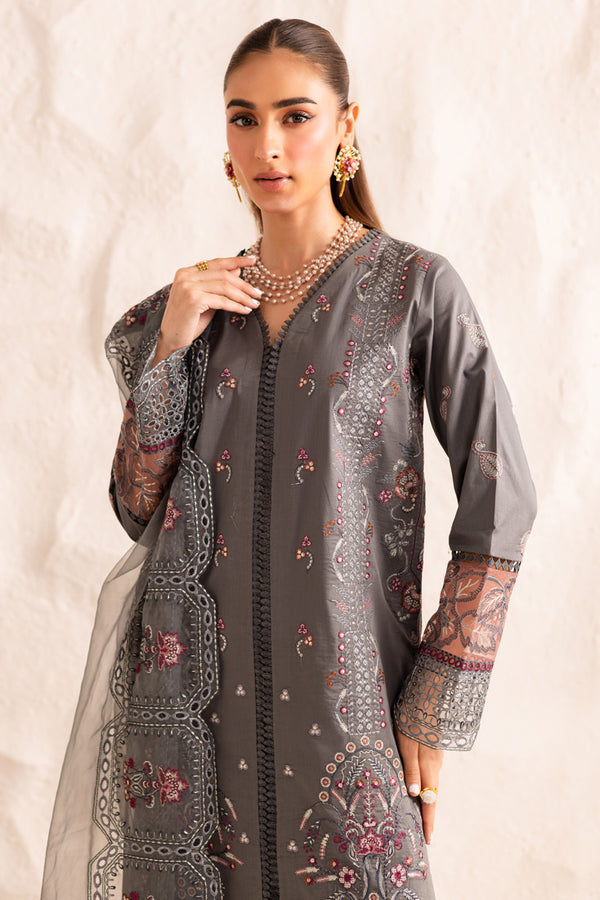 Marjjan | Guzel Lawn | SMC 205-B (Grey) - Pakistani Designer Dress - by Marjjan - Type : Ladies Clothes - 100% Original at Saira Sultan