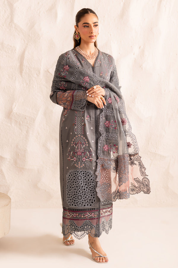 Marjjan | Guzel Lawn | SMC 205-B (Grey) - Pakistani Designer Dress - by Marjjan - Type : Ladies Clothes - 100% Original at Saira Sultan
