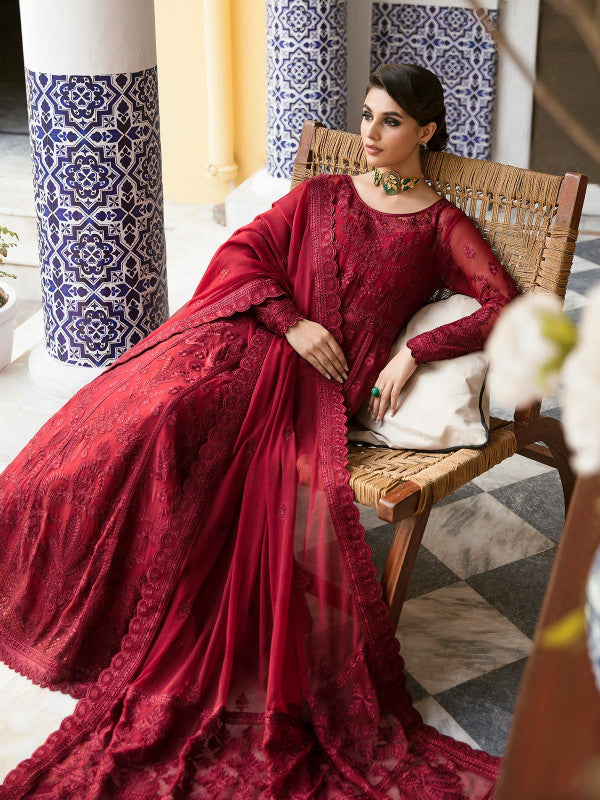 Gulaal | Embroidered Chiffon 23 | GARNET - (GL-EP23V1-09) - Pakistani Designer Dress - by Gulaal | Type: Formal - 100% Original at Saira Sultan
