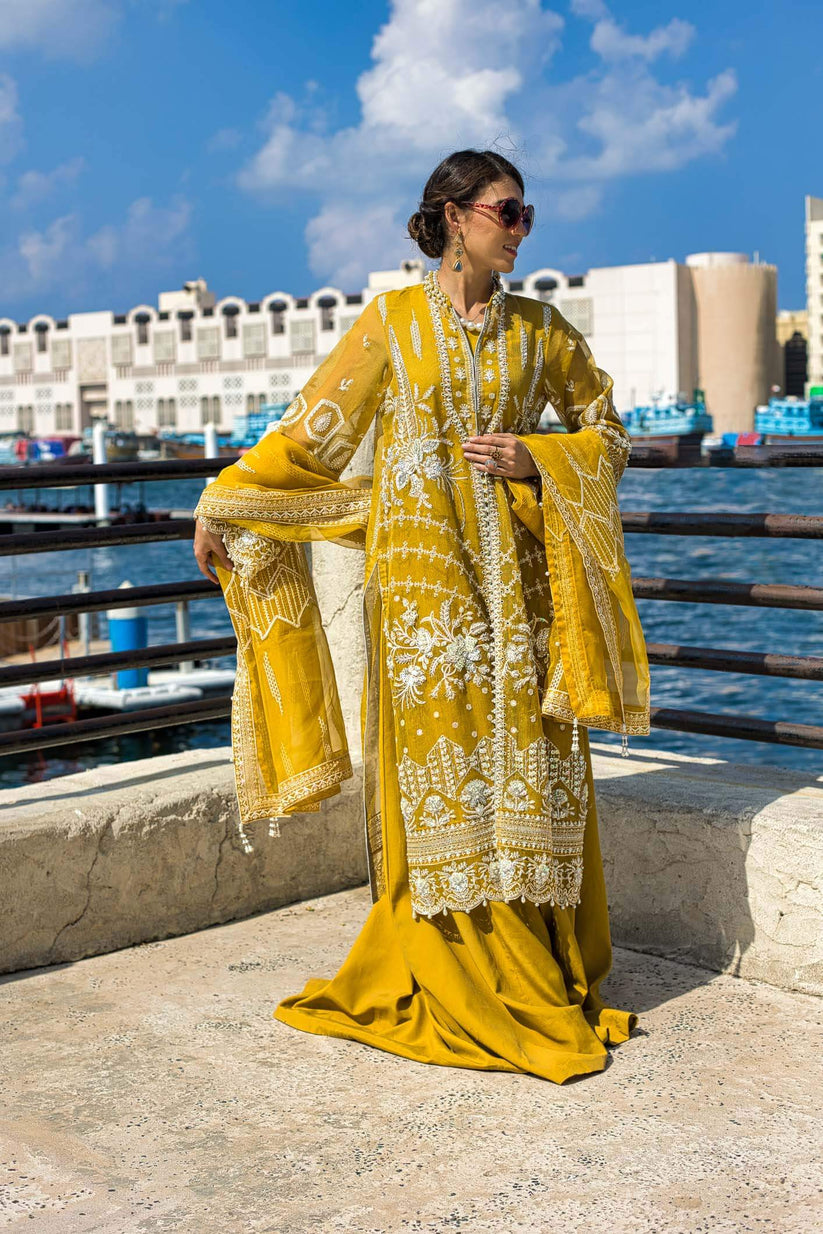 Kara | Kamdani Festive Collection | Glowing Aura XS Mustard Yellow Cotton Net