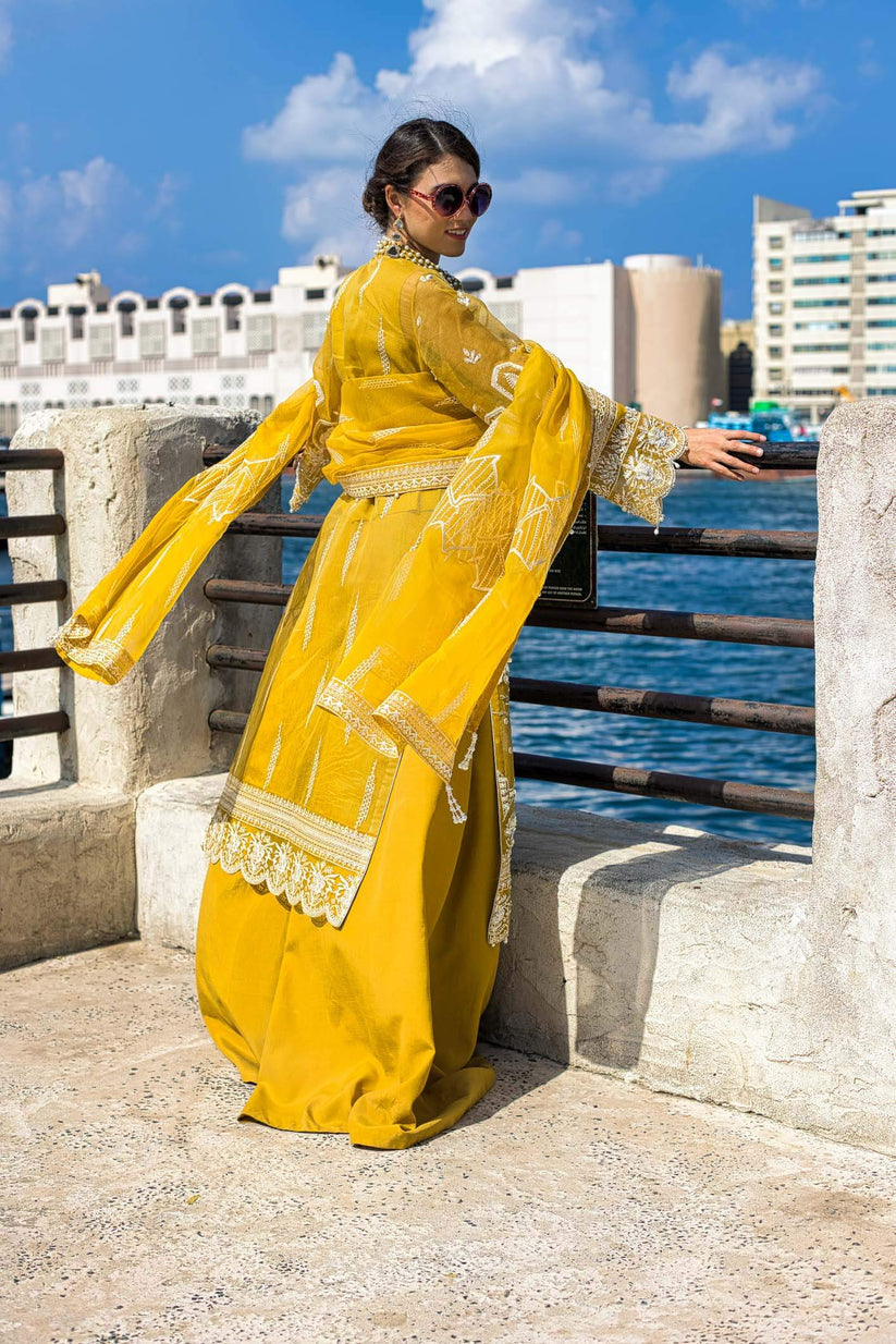 Kara | Kamdani Festive Collection | Glowing Aura S Mustard Yellow Cotton Net
