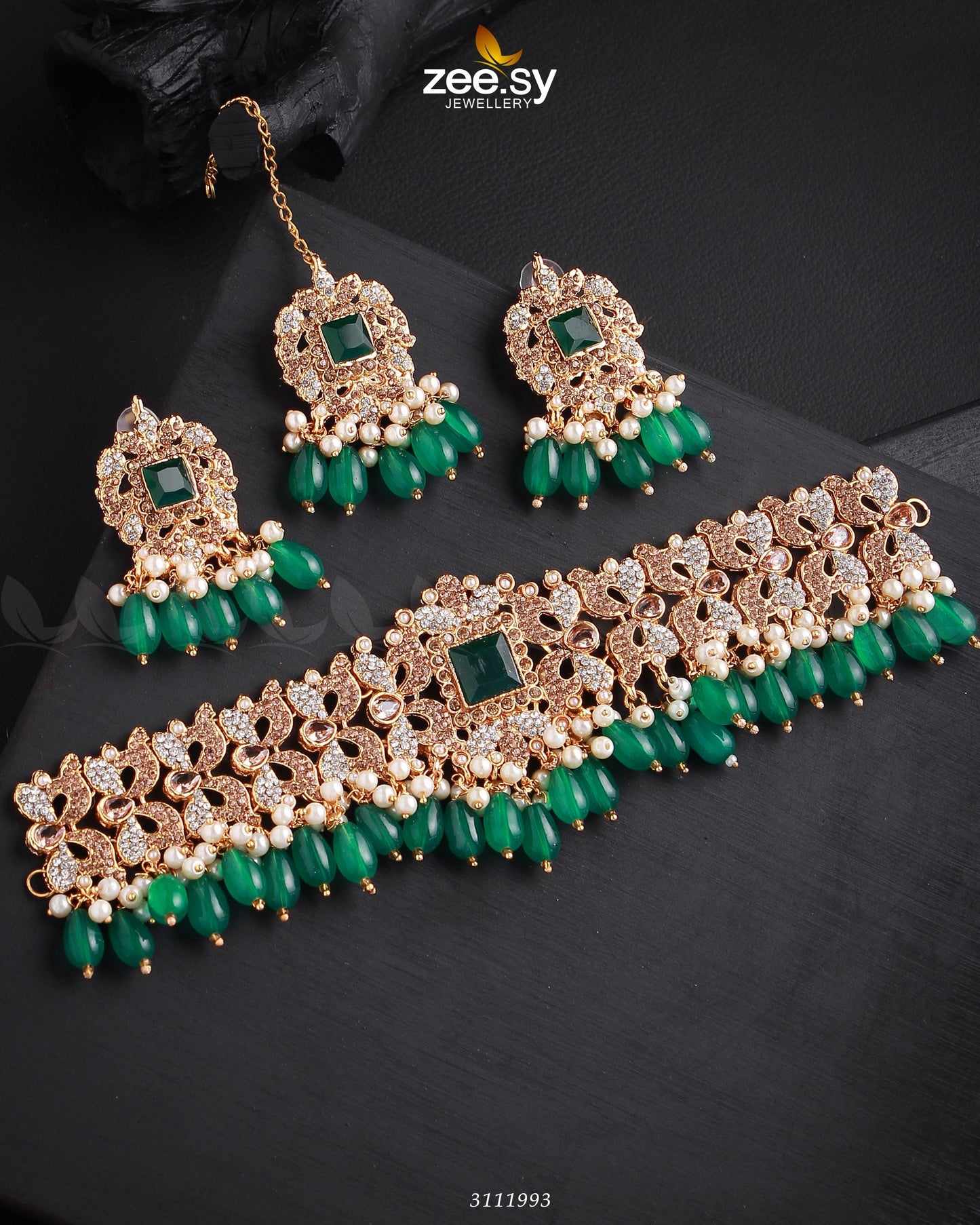 Katrina's Necklace Set Golden Green