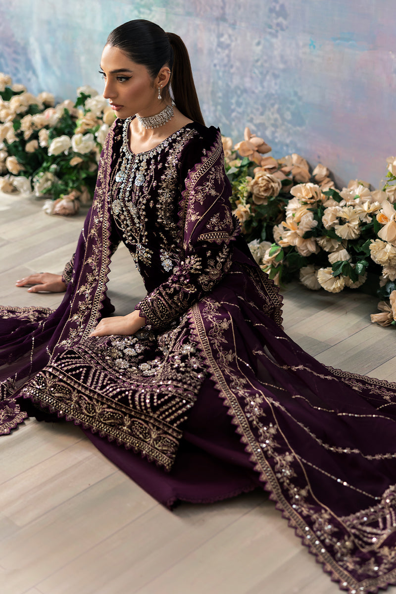 Gulaal | Celeste Velvet 24 | Plum - Pakistani Designer Dress - by Gulaal | Type: Ladies Clothes - 100% Original at Saira Sultan