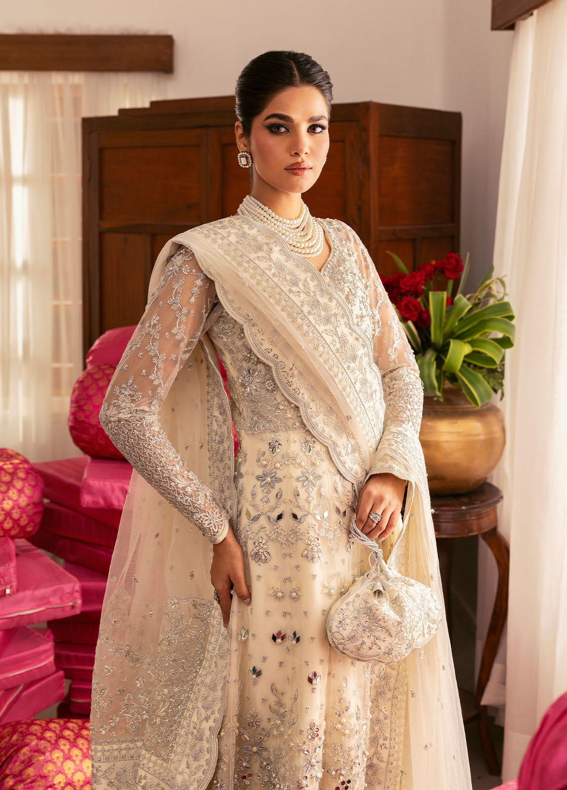 Gulaal | Chaandni Wedding Formals | Sitara S Ivory Net