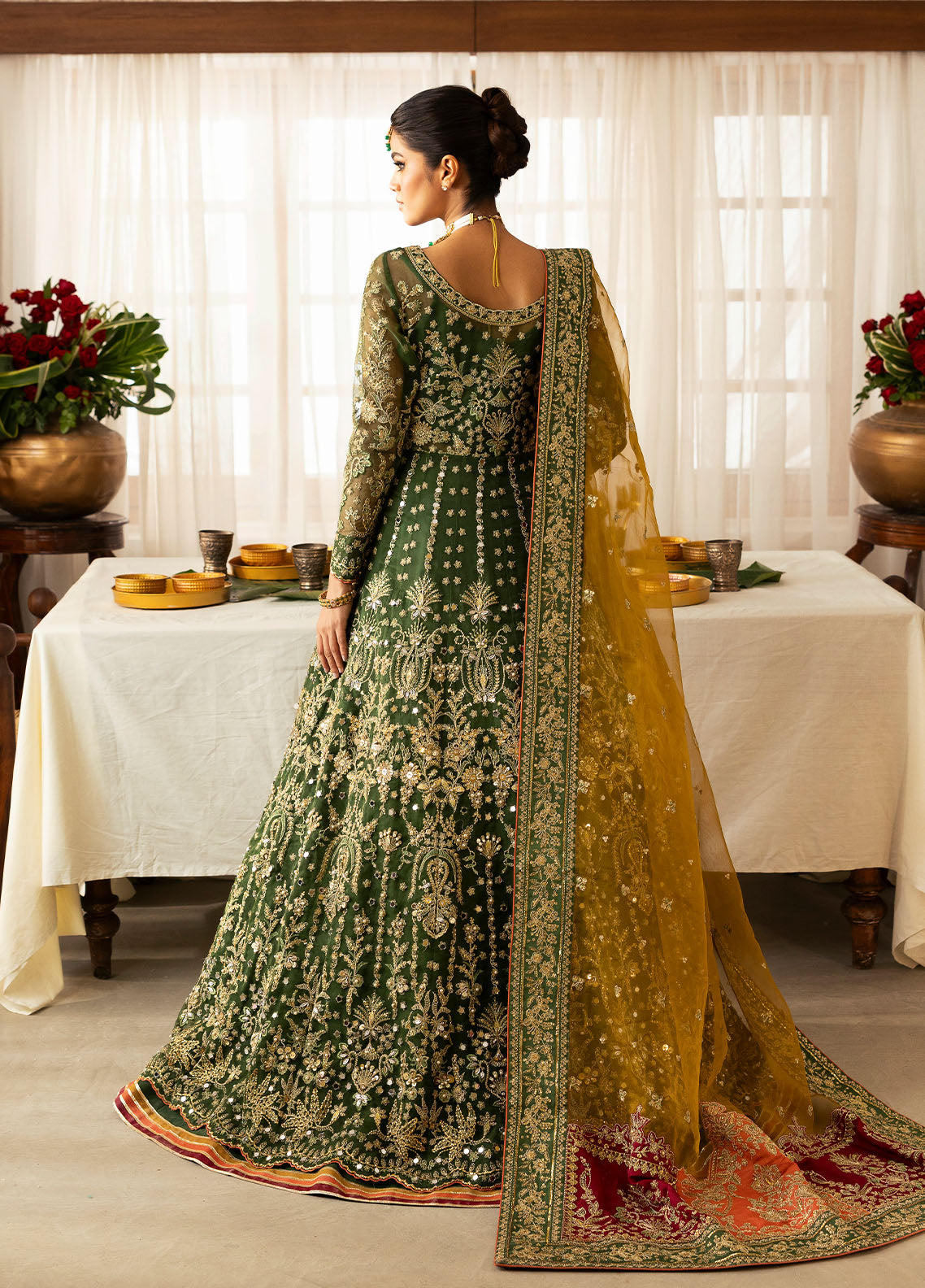 Gulaal | Chaandni Wedding Formals | Maahru S Army Green Organza