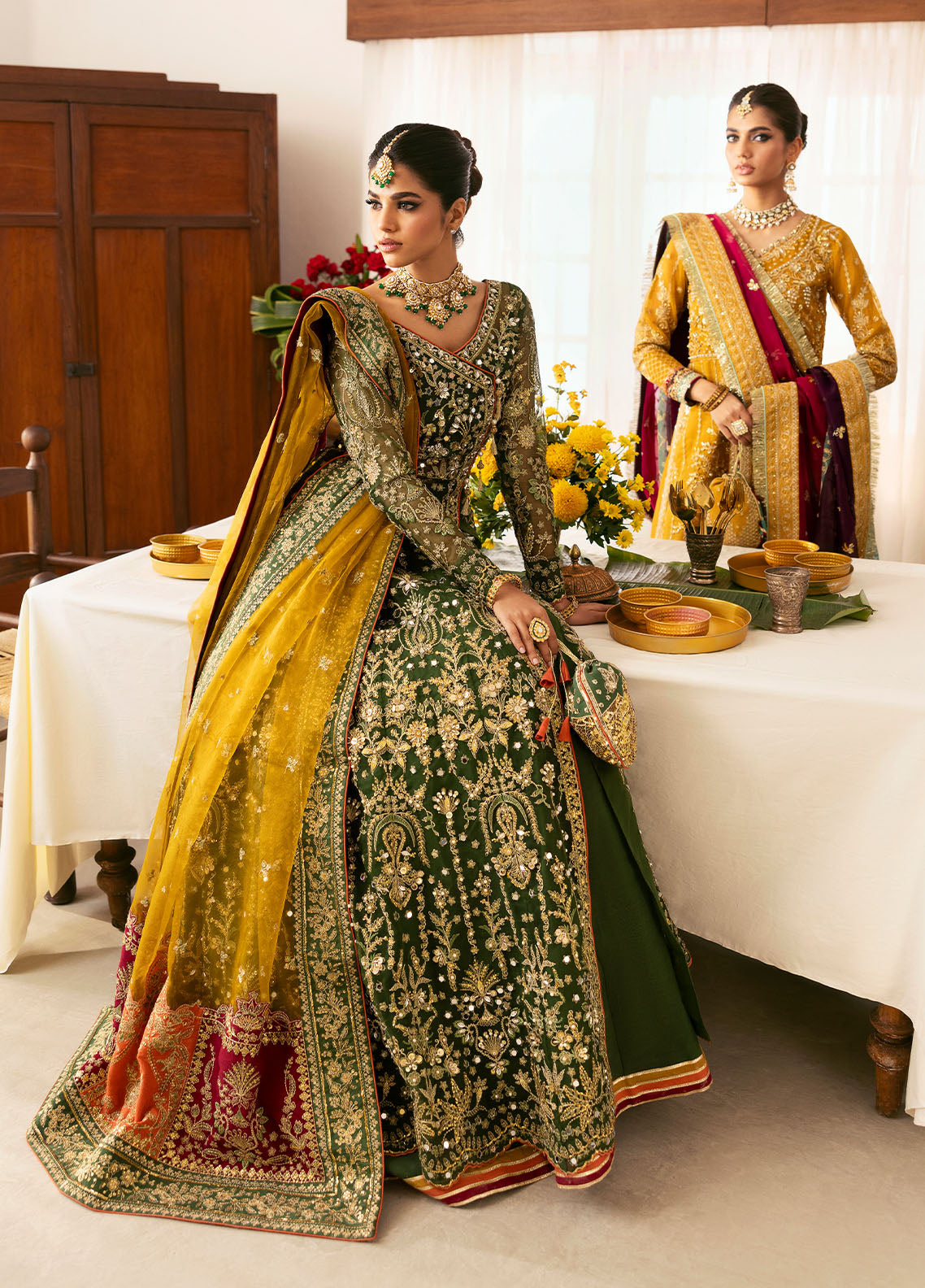 Gulaal | Chaandni Wedding Formals | Maahru XL Army Green Organza