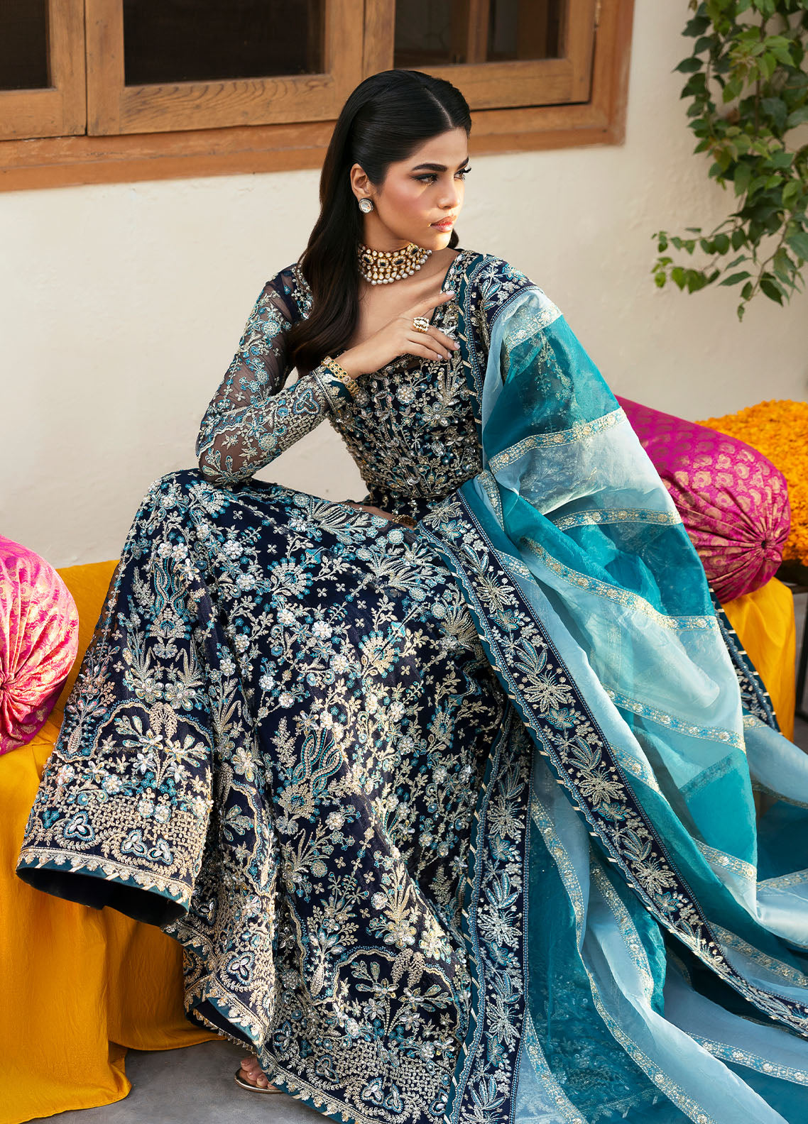 Gulaal | Chaandni Wedding Formals | Meena M Navy Blue Net