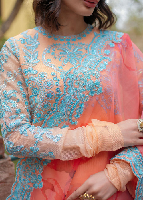 Ali Xeeshan | Chanda Luxury Pret | Qudsia M Coral Cotton Net