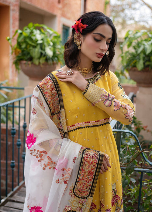 Ali Xeeshan | Chanda Luxury Pret | Amber L Saffron Cotton Net