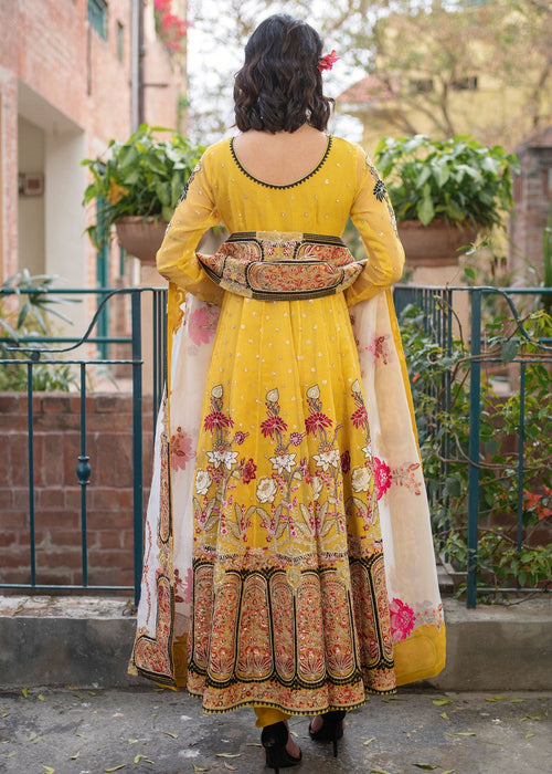 Ali Xeeshan | Chanda Luxury Pret | Amber S Saffron Cotton Net