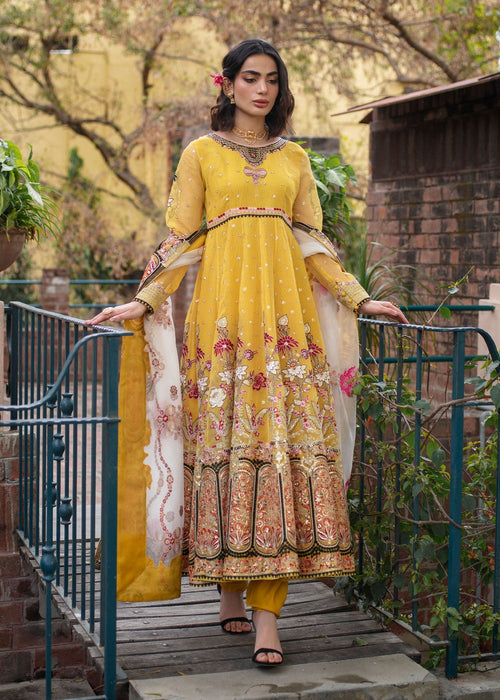 Ali Xeeshan | Chanda Luxury Pret | Amber XS Saffron Cotton Net