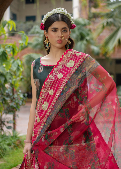 Ali Xeeshan | Chanda Luxury Pret | Green Forest L Mid Green Organza