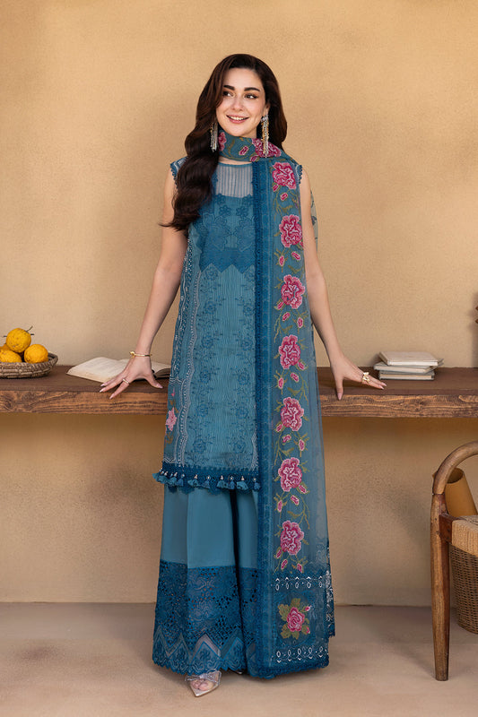 Saira Rizwan | Luxury Lawn 25 | ALMA-SRL25-12 XS Dark Teal Lawn