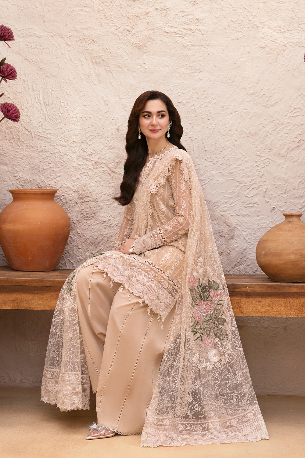 Saira Rizwan | Luxury Lawn 25 | MADONNA-SRL25-08 L Beige Lawn