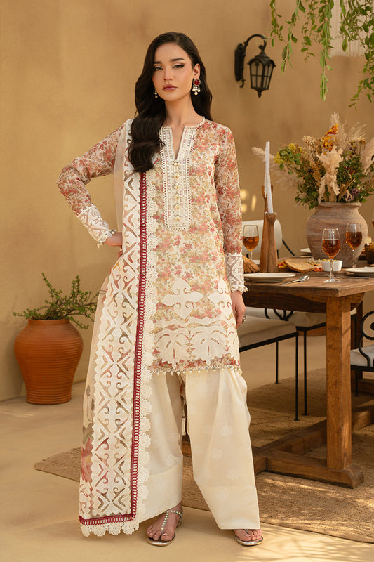 Saira Rizwan | Luxury Lawn 25 | MAYA-SRL25-06 XS Ivory Lawn