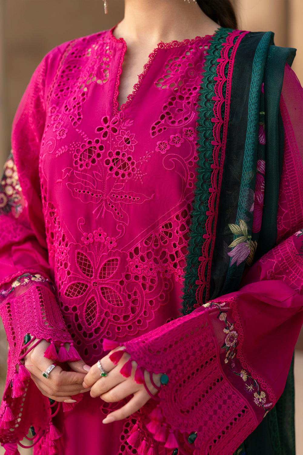 Saira Rizwan | Luxury Lawn 25 | ELODIE-SRL25-04 L Hot Pink Lawn