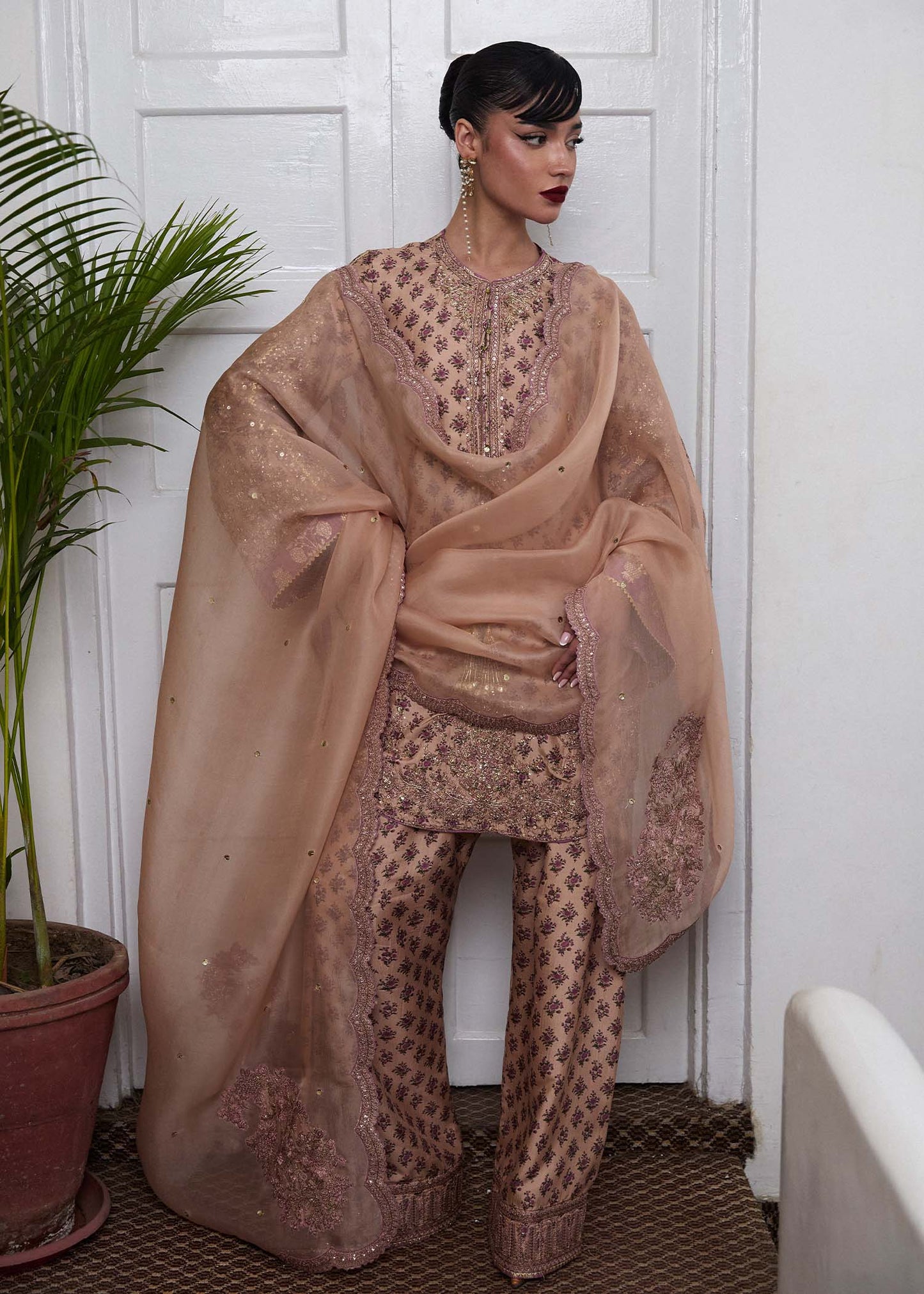 Hussain Rehar | SS Luxury Pret 25 | Fran XS Beige Pure Raw Silk
