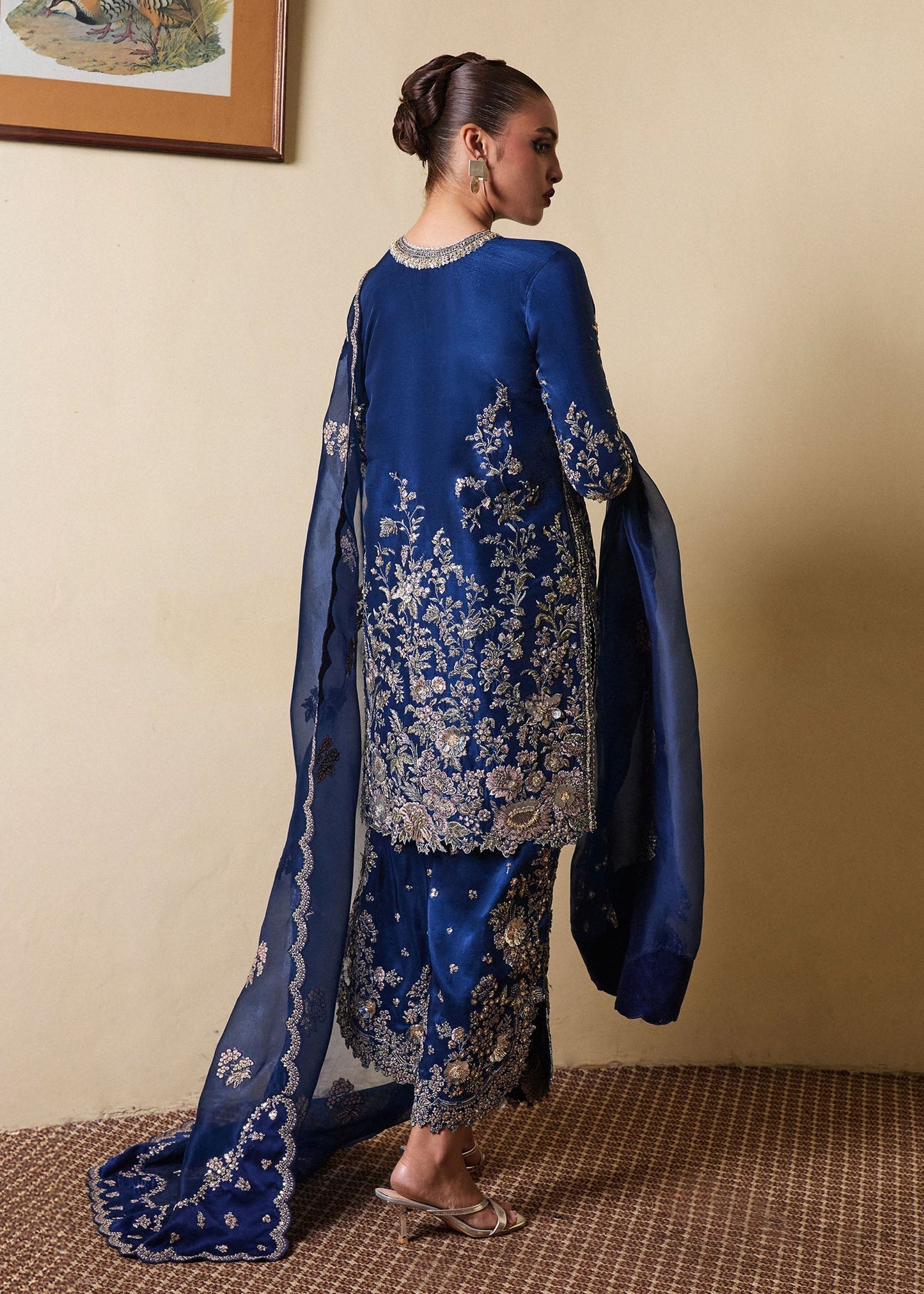 Hussain Rehar | SS Luxury Pret 25 | Twil S Navy Blue Pure Raw Silk