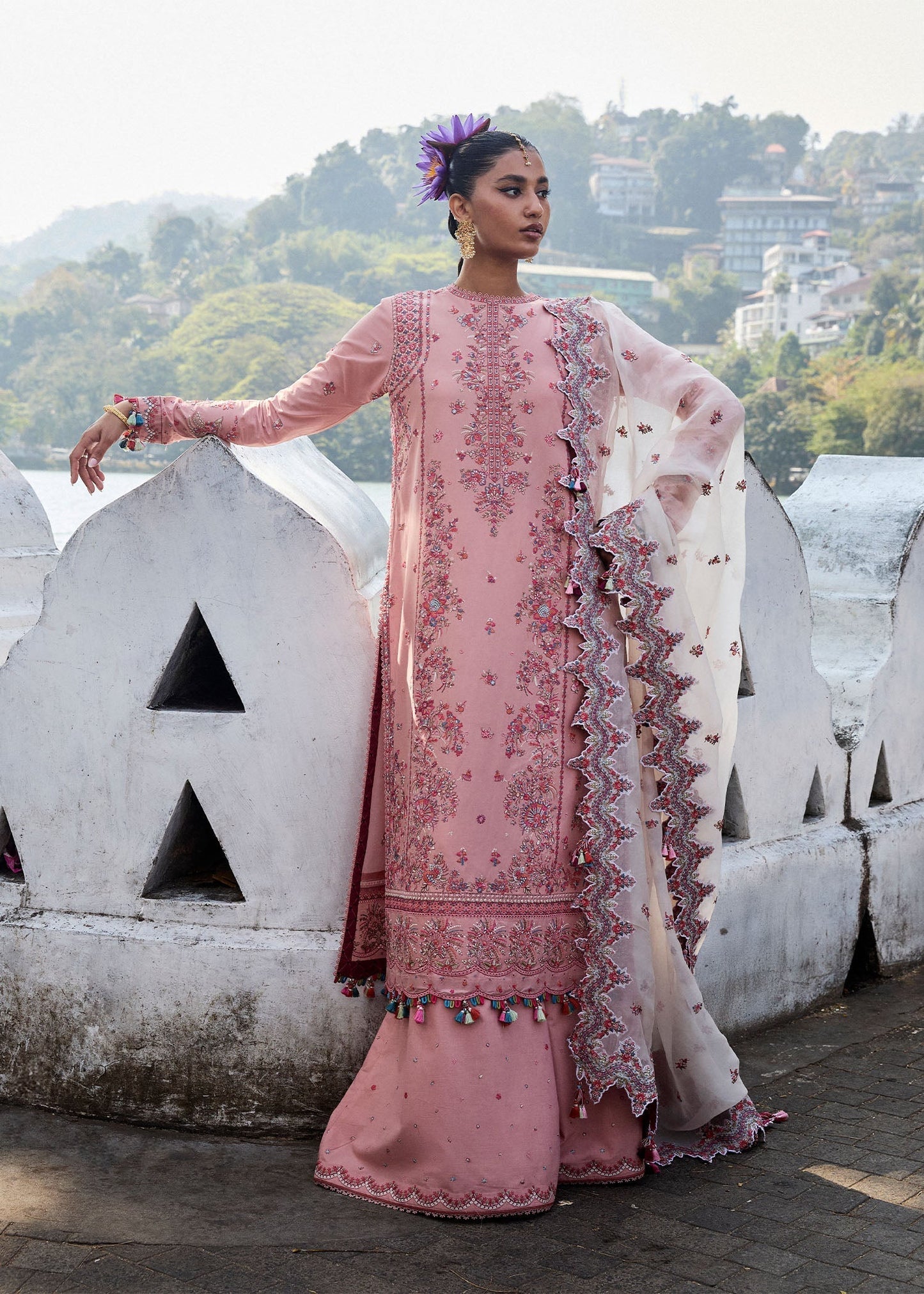 Hussain Rehar | Luxury Lawn 25 | Peaar XS Rose Pink Lawn
