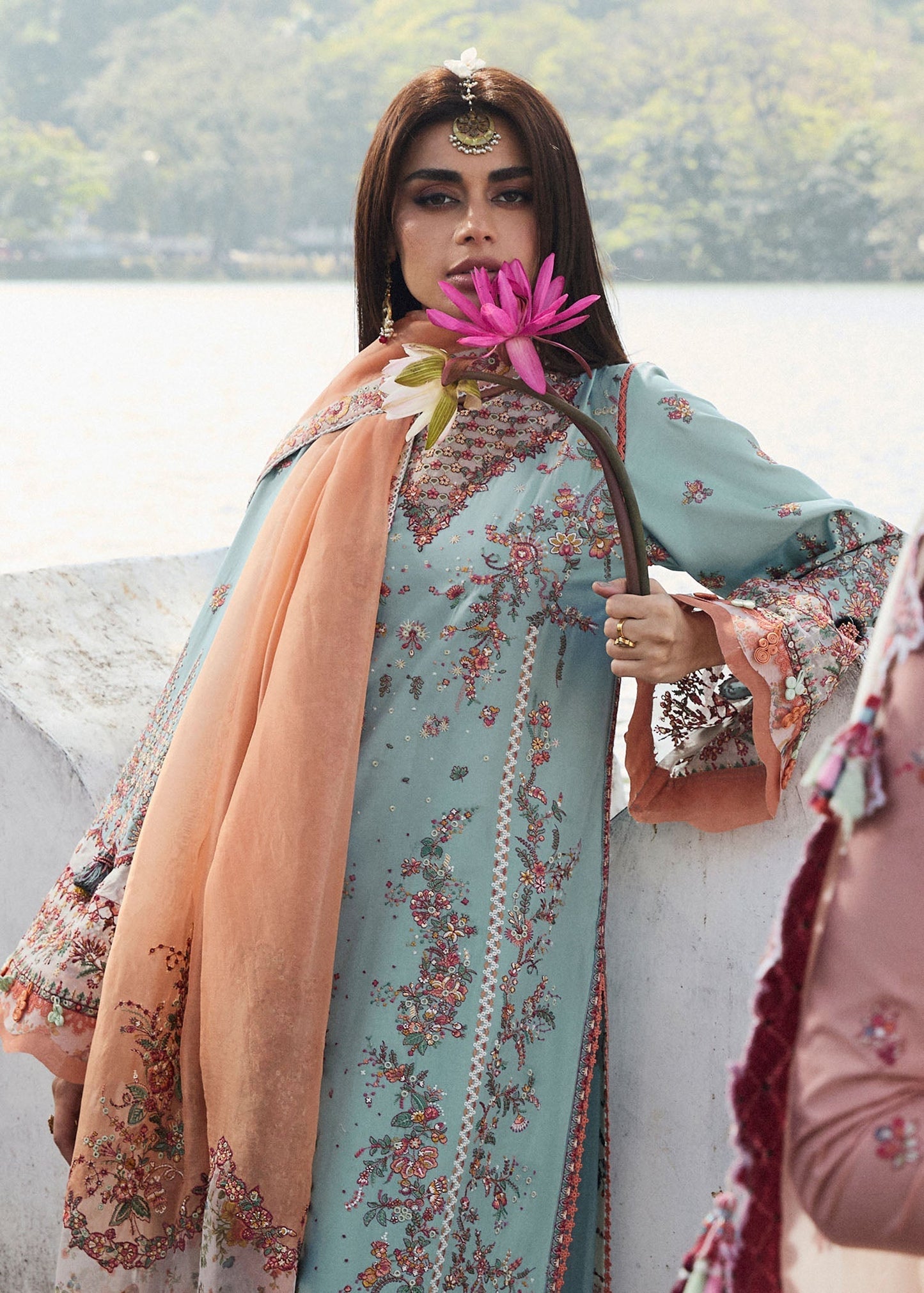 Hussain Rehar | Luxury Lawn 25 | Malibu L Turquoise Lawn