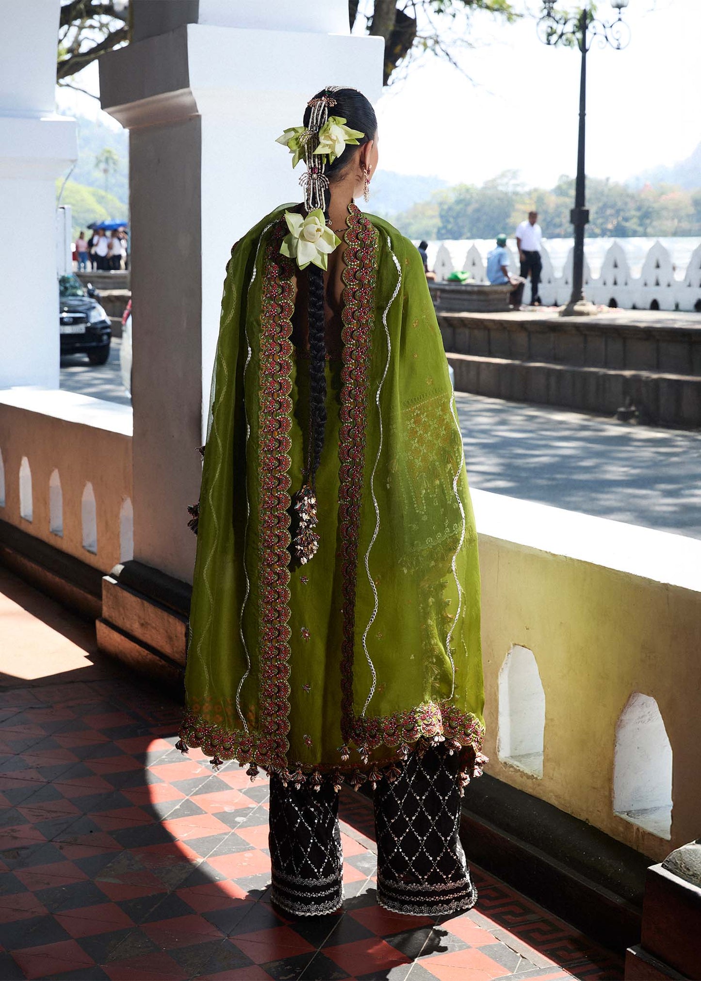 Hussain Rehar | Luxury Lawn 25 | Abass S Olive Green Lawn
