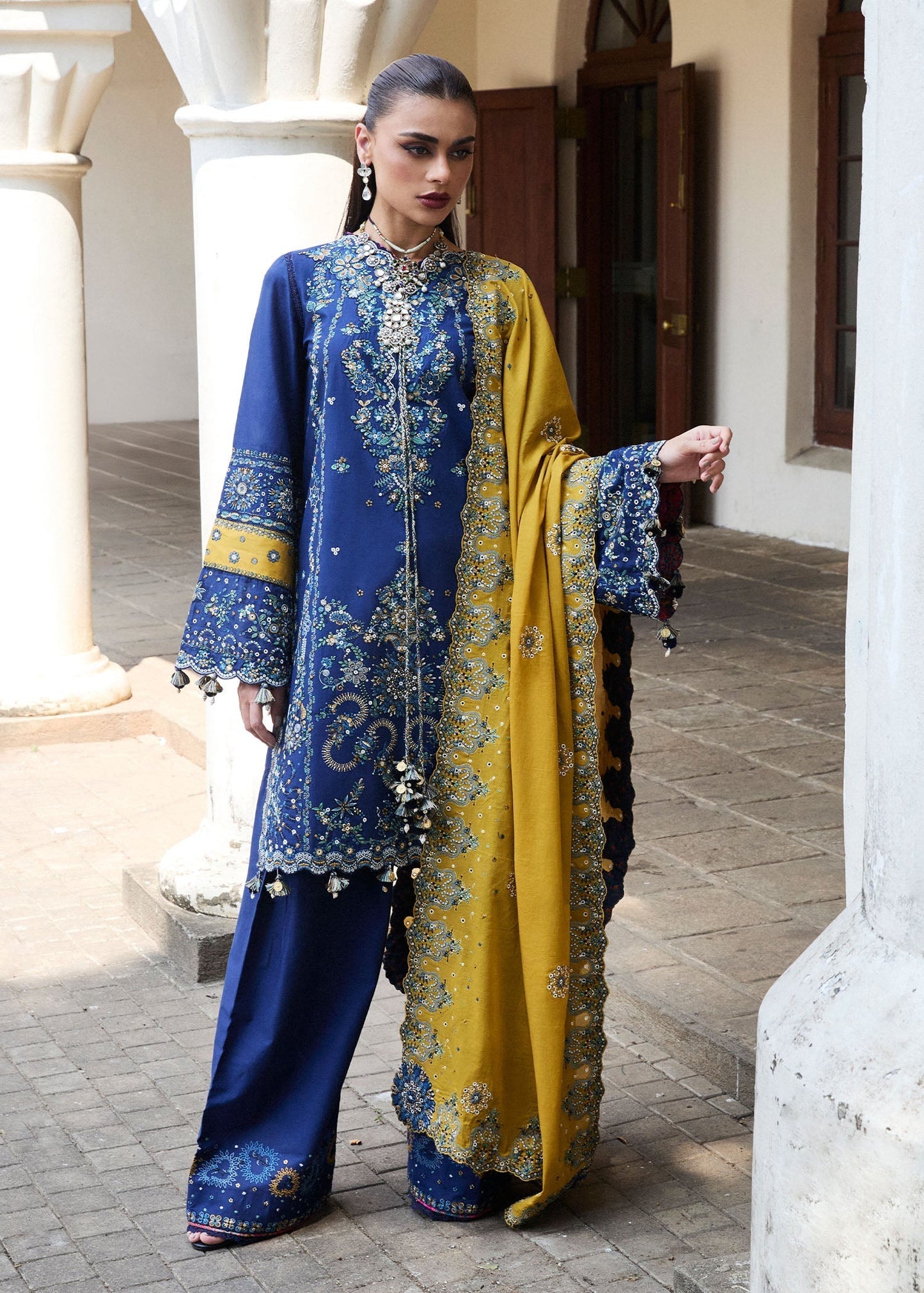 Hussain Rehar | Luxury Lawn 25 | Riviera XS Cobalt Blue Lawn