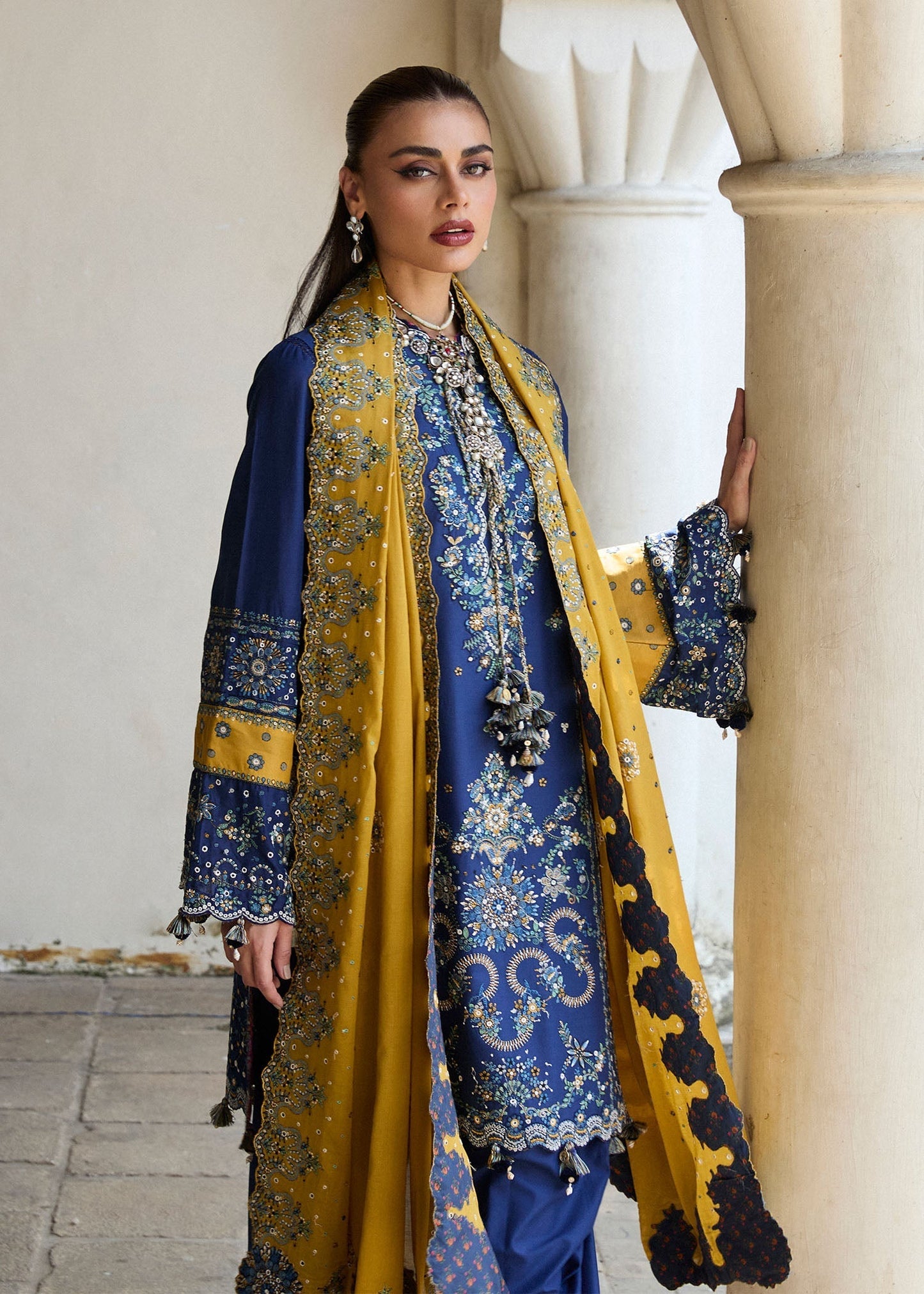 Hussain Rehar | Luxury Lawn 25 | Riviera L Cobalt Blue Lawn