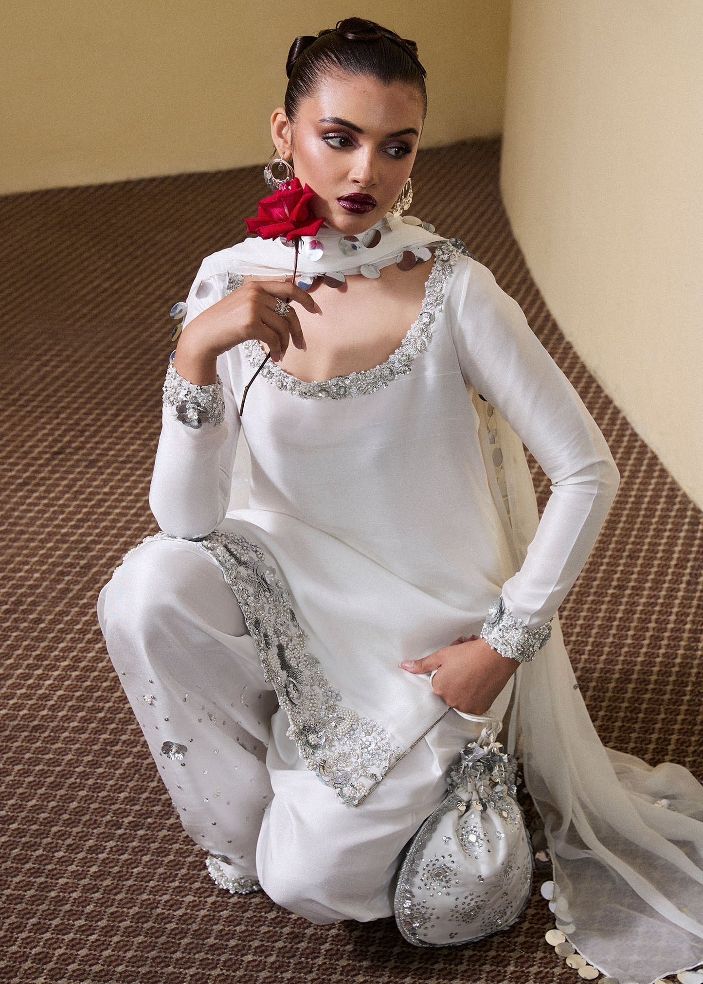 Hussain Rehar | SS Luxury Pret 25 | Swoon M White Pure Raw Silk