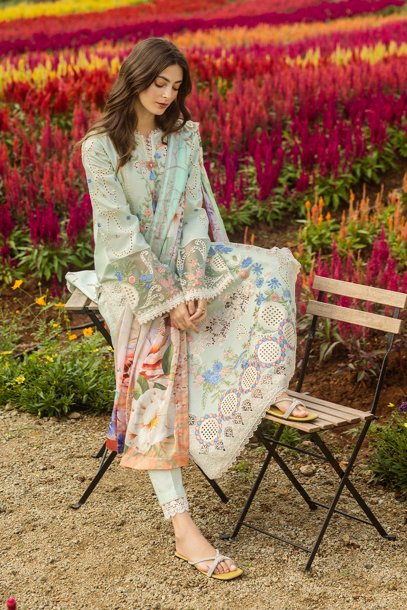 Mushq | Secret Garden Hemline 25 | Starlit Lilies Custom Size Pastel Mint Lawn