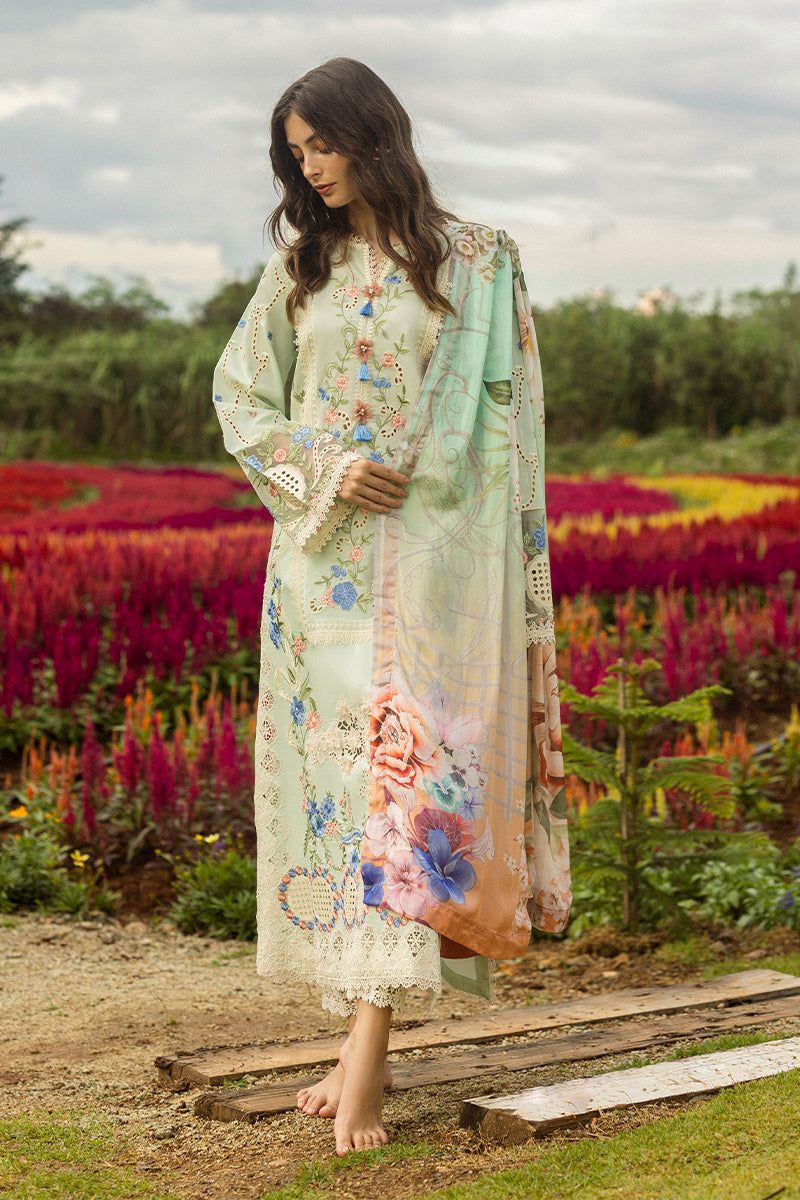 Mushq | Secret Garden Hemline 25 | Starlit Lilies XL Pastel Mint Lawn
