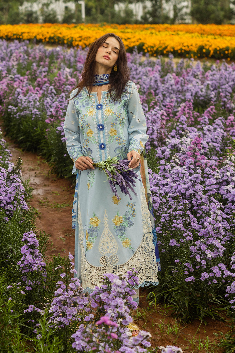 Mushq | Secret Garden Hemline 25 | Hidden Oasis Custom Size Sky Blue Lawn