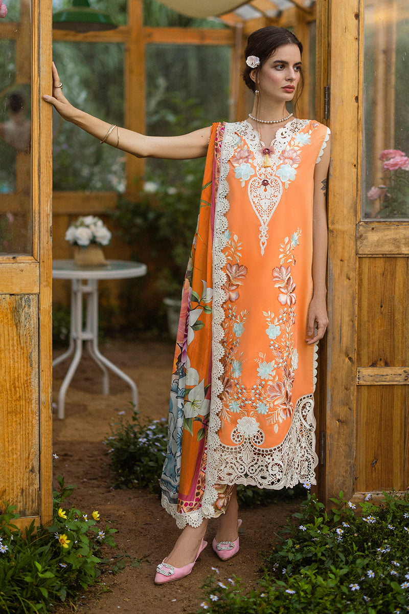Mushq | Secret Garden Hemline 25 | Silent Petals Custom Size Lawn Orange