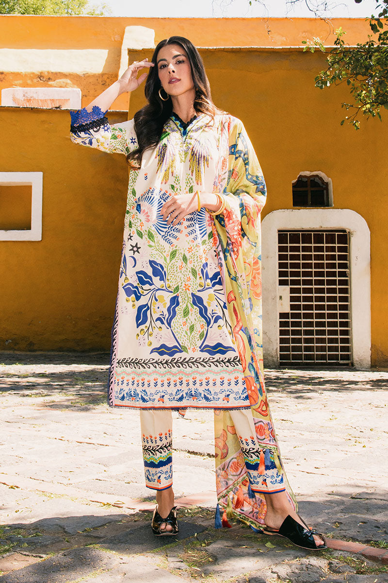 Mushq | La Dolce Hemline Prints 25 | Magnolias XS Off White Lawn